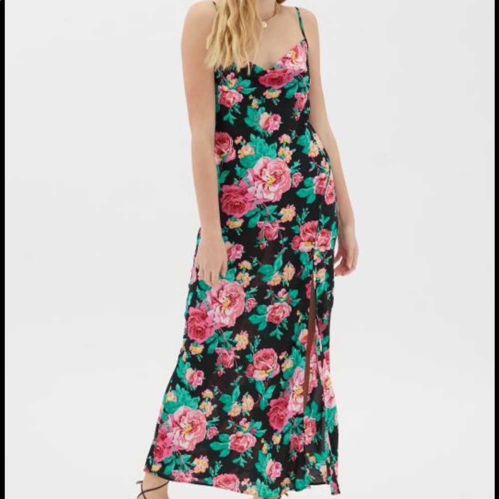 For Love and Lemons Becca Backless Maxi Dress Floral High Slit